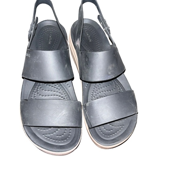 Crocs literide WOMENS BROOKLYN PLATFORM BLACK WEDGE SANDAL size 6 - Picture 4 of 5